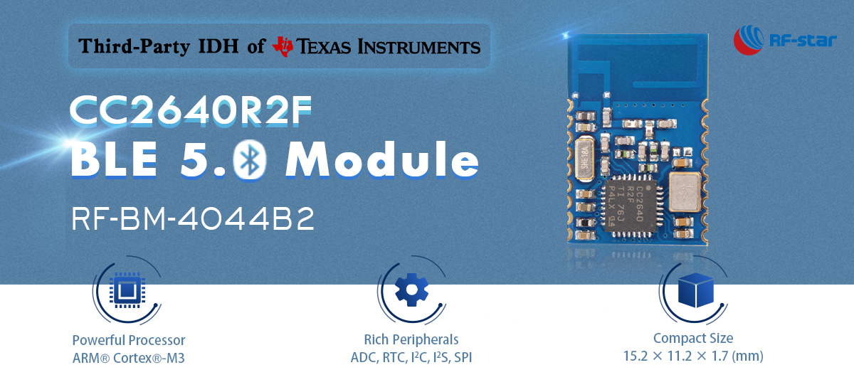 CC2640R2F チップセットに基づく Bluetooth 5.0 モジュール
