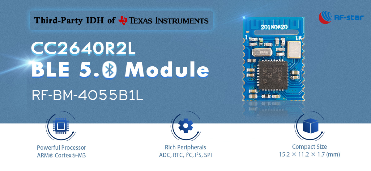 TI CC2640R2LRHB ベースの Bluetooth 5.0 モジュール