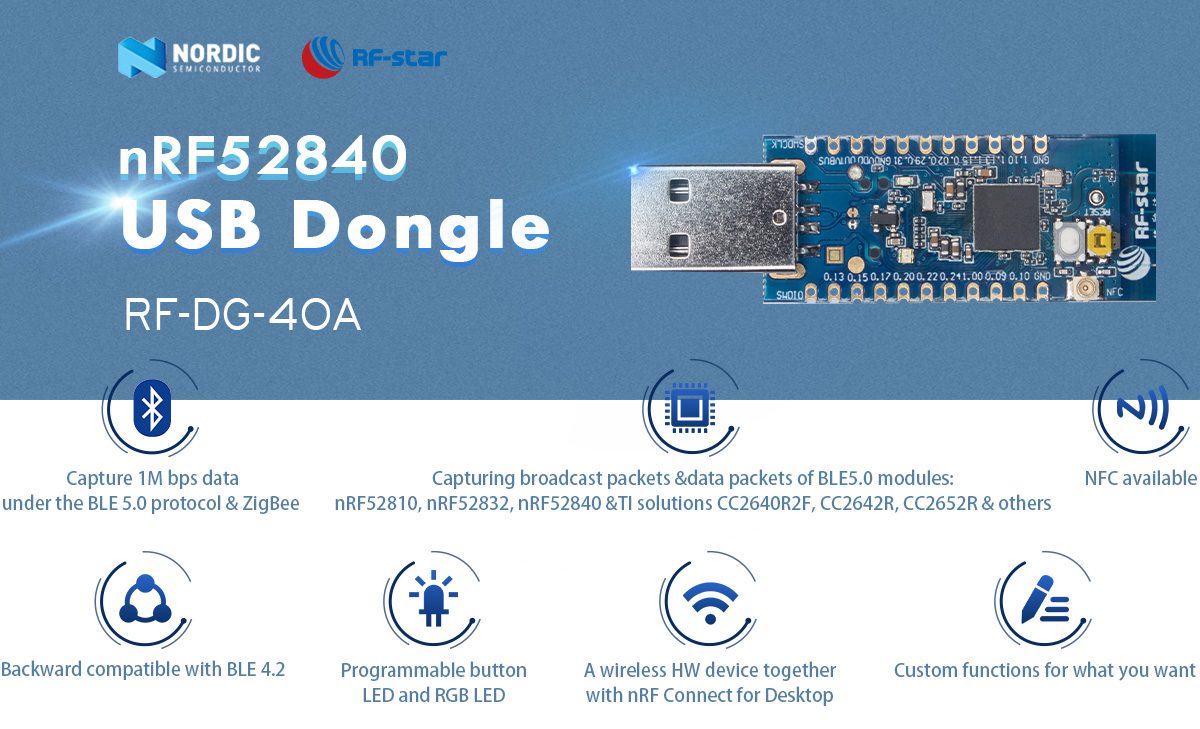 nRF 52840 RF-DG-40A USB ドングルの機能